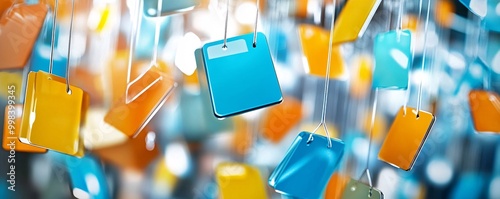 Abstract Colorful Tags Hanging. photo