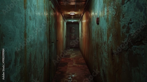 Wallpaper Mural Haunting Abandoned Hallway   Eerie Derelict Corridor in Grungy Industrial Setting Torontodigital.ca