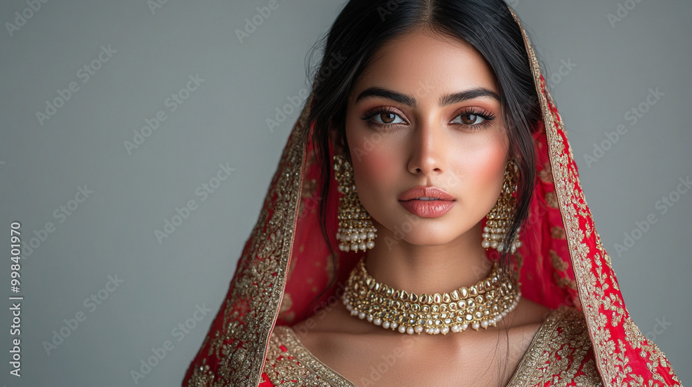 Portrait of an Indian woman in national costume. Portrait of an Indian woman in national costume.