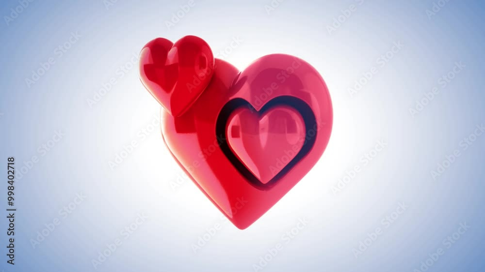 Love heart 3D animation, red hearts beating, Love feeling, love emotion Love heart 3D animation, red hearts beating, Love feeling, love emotion