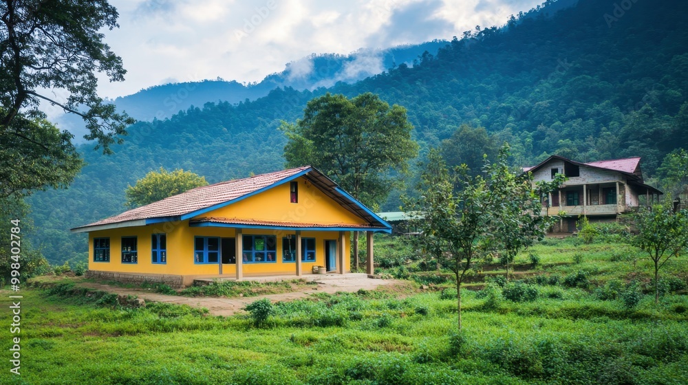 Obraz premium A community center in a rural area providing access to education technology for local students.