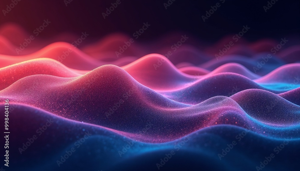 Fototapeta premium Abstract wavy surface with luminous gradients in vibrant pink and blue shades