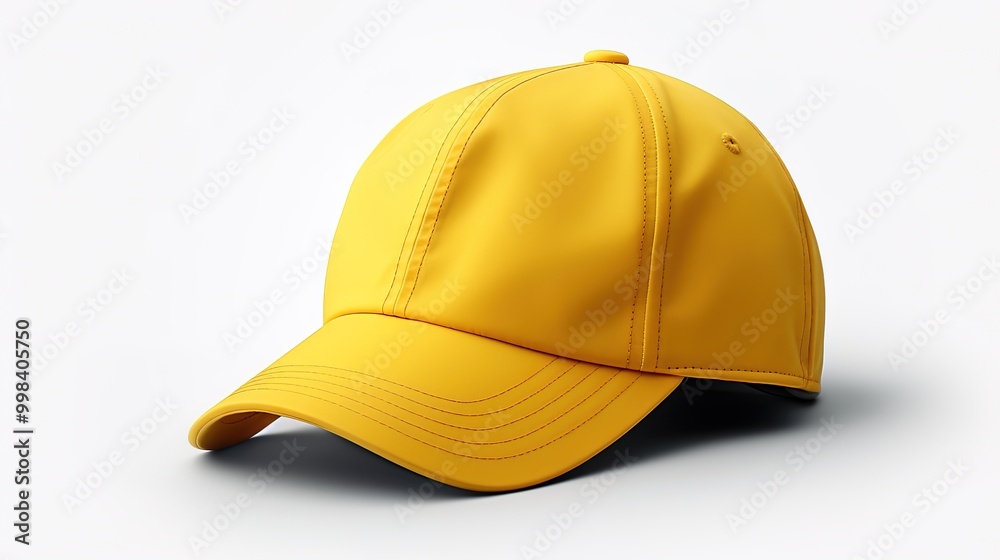 Fototapeta premium Side view of a baseball cap prototype on a white background，generated with AI.