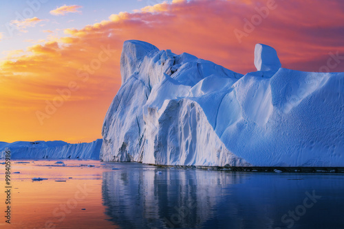 Disko Bay is a large bay on the western coast of Greenland.  photo