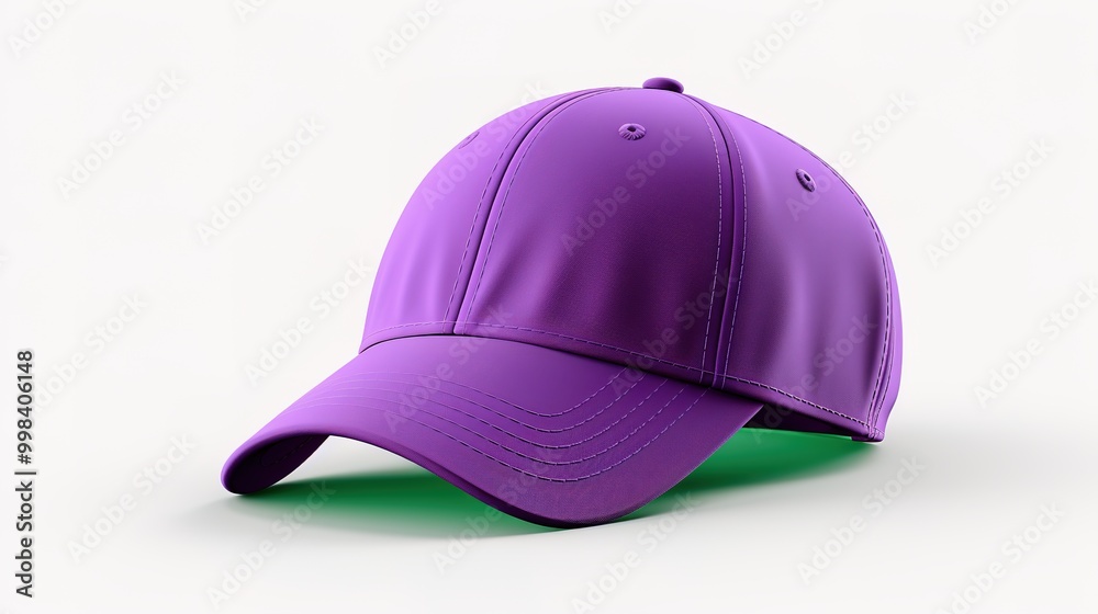 Fototapeta premium Side view of a baseball cap prototype on a white background，generated with AI.