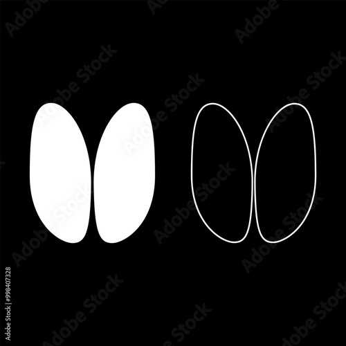 Hoof print sheep ewe ram wether set icon white color vector illustration image solid fill outline contour line thin flat style