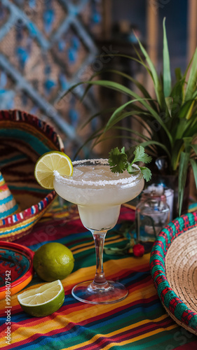  Vibrant Mexican Fiesta with Fresh Lime Margarita and Traditional Decor