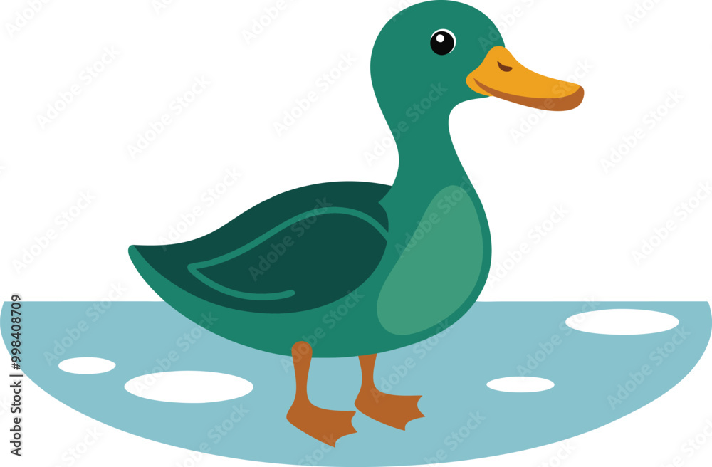 Winter Duck Serenity on Ice Covered Pond
Winter Duck Serenity on Ice Covered Pond