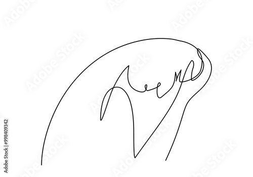 Line art of a stress human in mental health concept, abstract editable stroke.