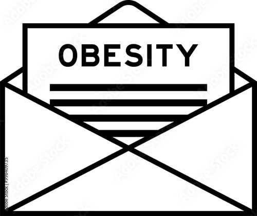 Envelope and letter sign with word obesity as the headline