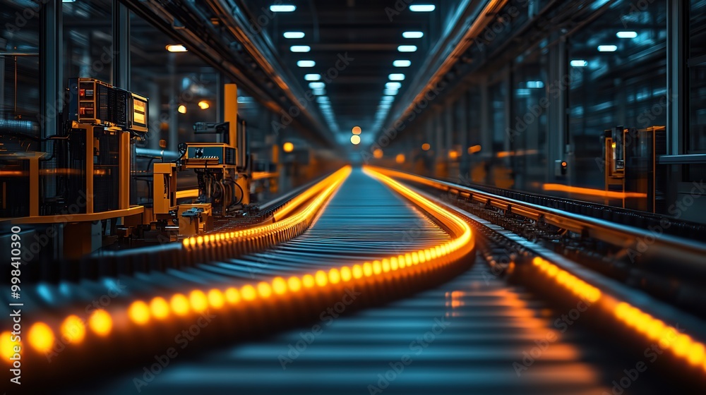 Fototapeta premium A high-speed motion blur effect represents automation technology, illustrating the rapid evolution of automated processes.