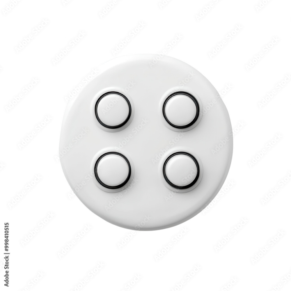 White Button Design with Four Circular Sections on transparent background White Button Design with Four Circular Sections on transparent background