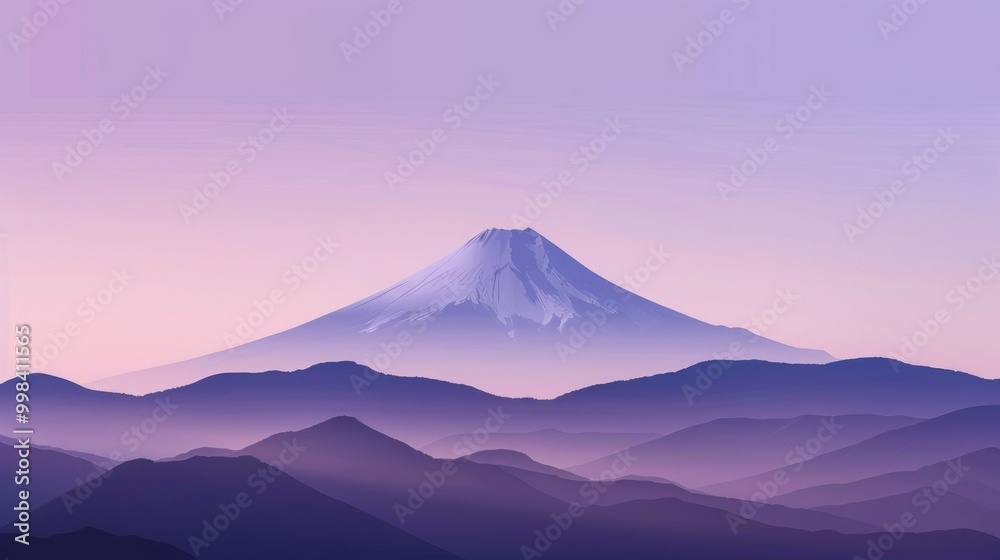 A mountain range with a purple sky in the background