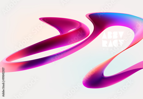 Fototapeta Naklejka Na Ścianę i Meble -  Colorful fluid 3D ribbon. Abstract liquid gradient elements on white background.
