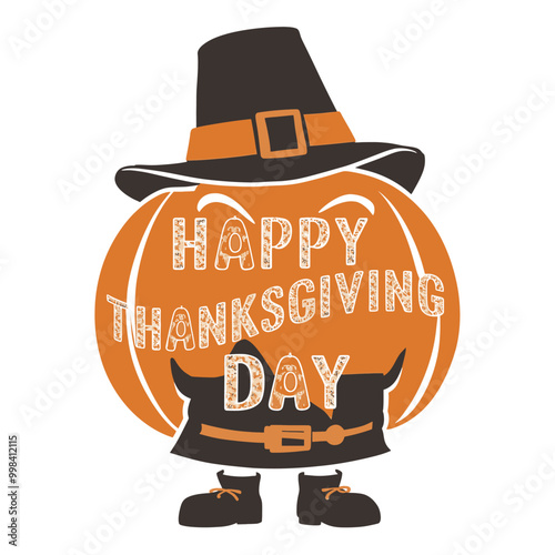 Happy Thanksgiving Day Pumpkin Illustration Festive Autumn Design