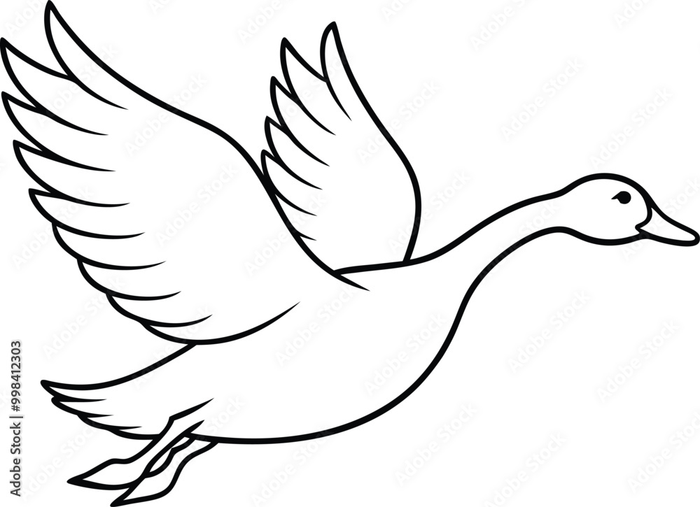 Obraz premium Dynamic Duck Wings Flapping Vector Design for Creative Kids Coloring