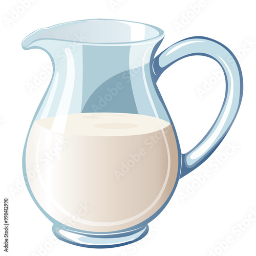 A detailed and vibrant vector of a jug of milk, perfect for dairy branding, packaging designs, or promotional materials. Fully editable for versatile use in design projects
