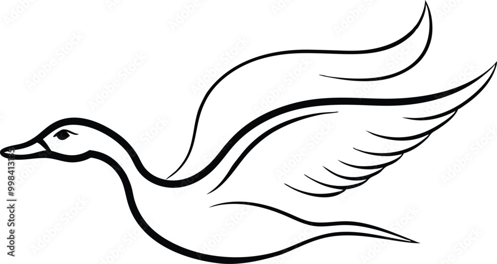 Flying Ducks Over the Horizon Vector Art for Kids Coloring Book