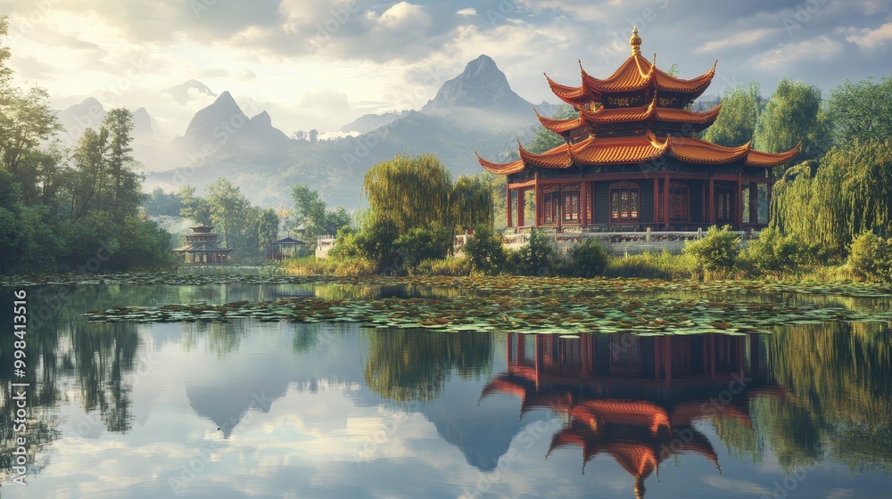 The most beautiful temple in the world, surrounded by a tranquil lotus pond. The most beautiful temple in the world, surrounded by a tranquil lotus pond.