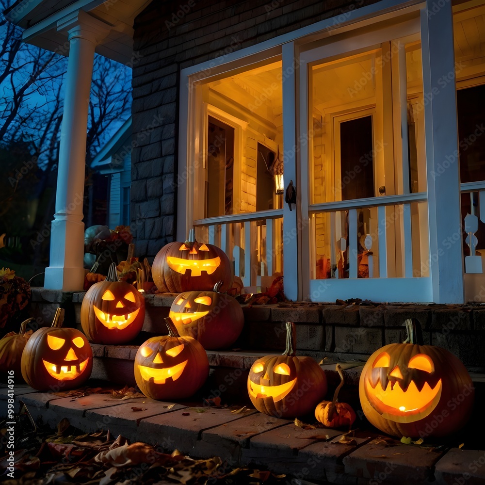 Obraz premium halloween pumpkin on a house