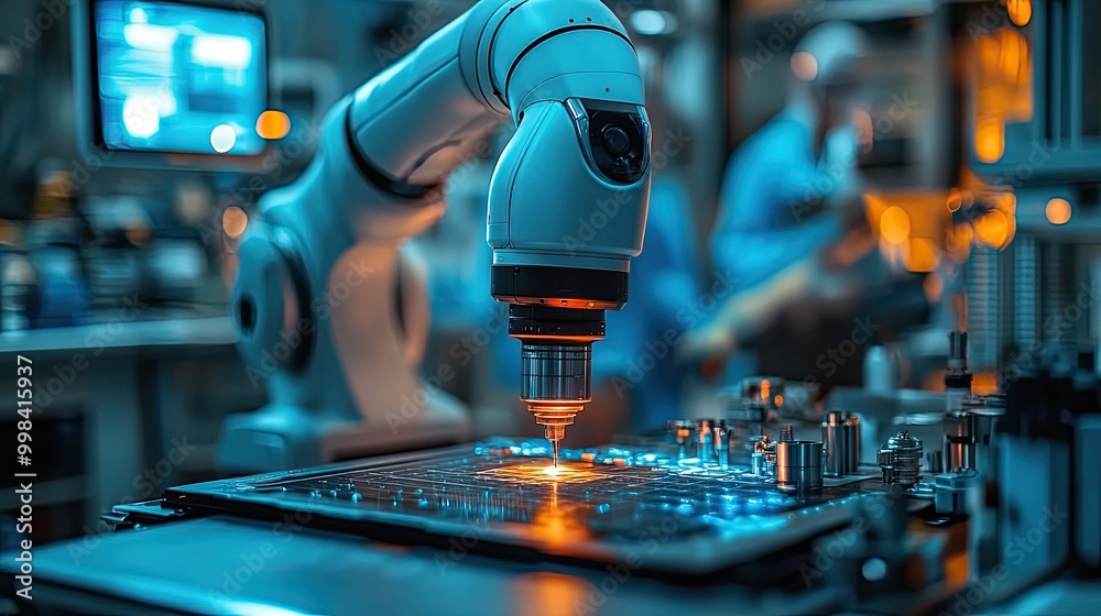 A robotic arm aids surgeons in an operating room, demonstrating AI’s potential in enhancing surgical precision. A robotic arm aids surgeons in an operating room, demonstrating AI’s potential in enhancing surgical precision.