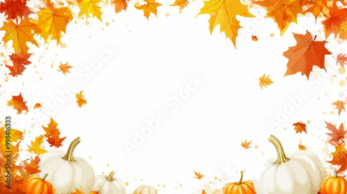 Elegant Autumn Leaves and Gourds Frame