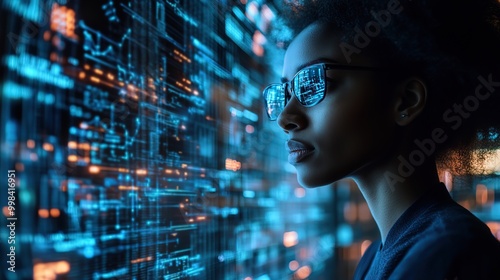 A skilled worker employs advanced communication technology in a busy business setting, enhancing collaboration and workflow efficiency.