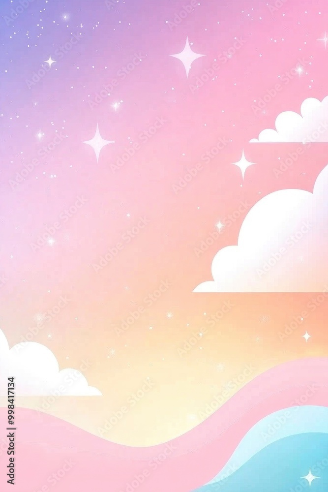 pink, yellow, gradient with wave shape and stars pink, yellow, gradient with wave shape and stars