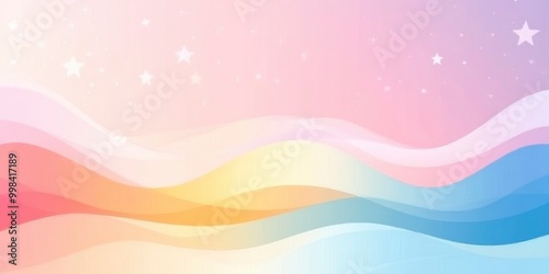 pink, yellow, gradient with wave shape and stars