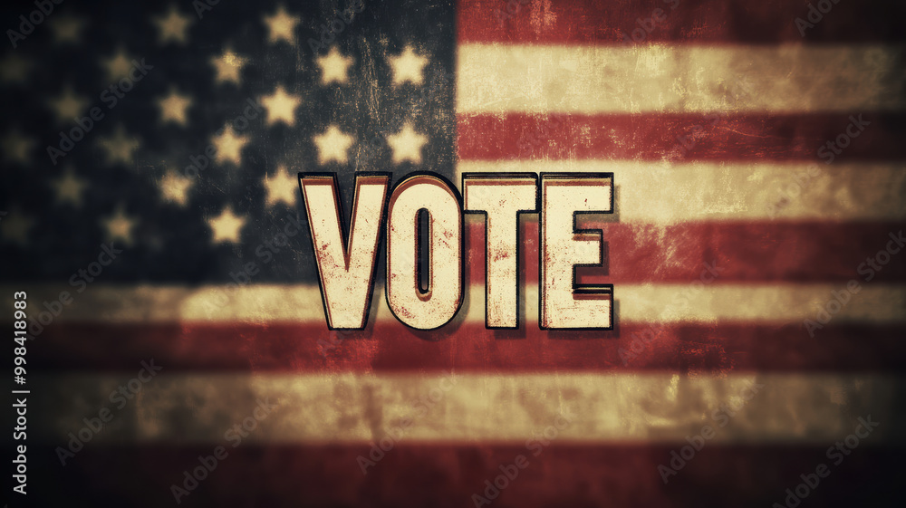 Obraz premium Vote Text Overlaying American Flag