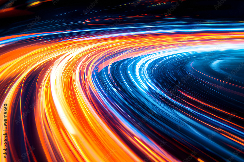 Futuristic Neon Road Speed with Light Laser Trails – Abstract LED Curves and Fast Moving Car Strips Design
