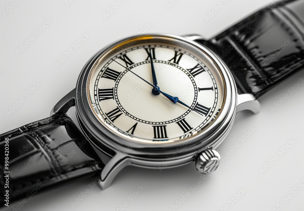 classic white gold watch on isolated background classic white gold watch on isolated background