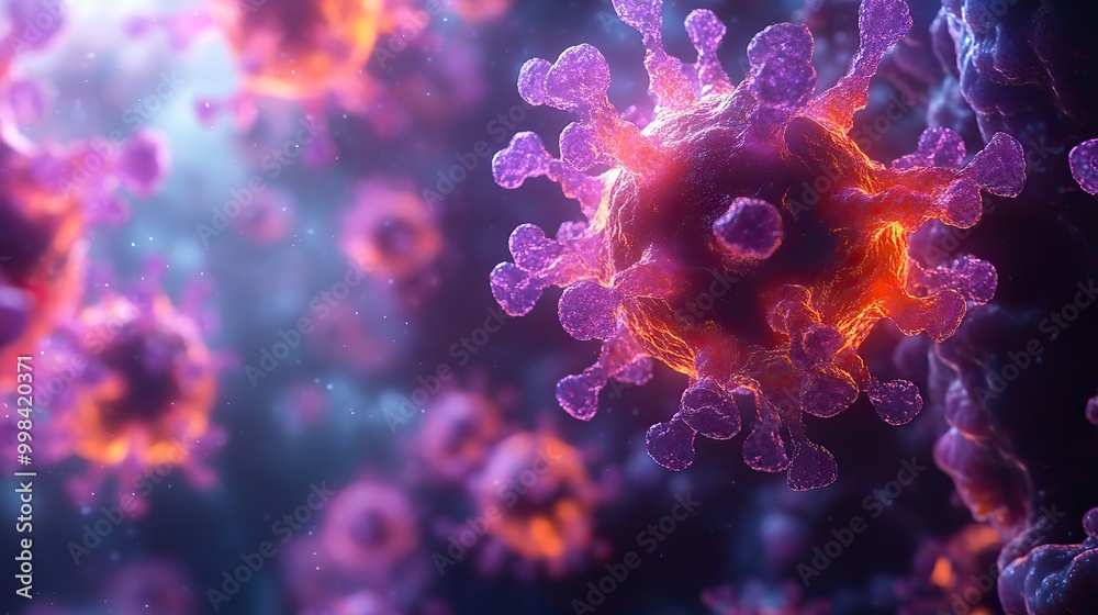A vibrant abstract concept visualizes a computer virus, depicting the complexity and danger of digital threats. A vibrant abstract concept visualizes a computer virus, depicting the complexity and danger of digital threats.
