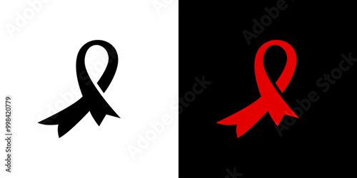 Ribbon icon cancer logo abstract vector design background isolated
