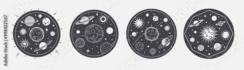 celestial bodies constellations universe astronomy themed template collection, cosmos exploration space