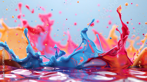 Dynamic 3D liquid color backgrounds captivate with fluid motion,  Colorful Luquid and splash background  photo