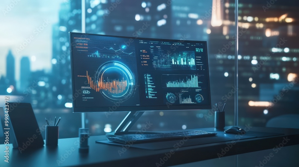 Visualize a cutting-edge computer with a sleek, ultra-thin monitor and a compact keyboard. Visualize a cutting-edge computer with a sleek, ultra-thin monitor and a compact keyboard.