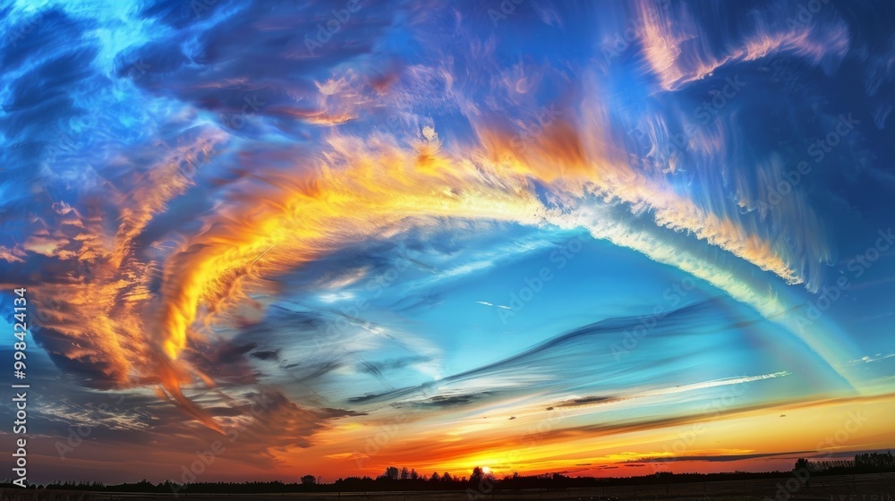 Mesmerizing Sunset Landscape with Dramatic Cloudscape and Vibrant Colors Mesmerizing Sunset Landscape with Dramatic Cloudscape and Vibrant Colors