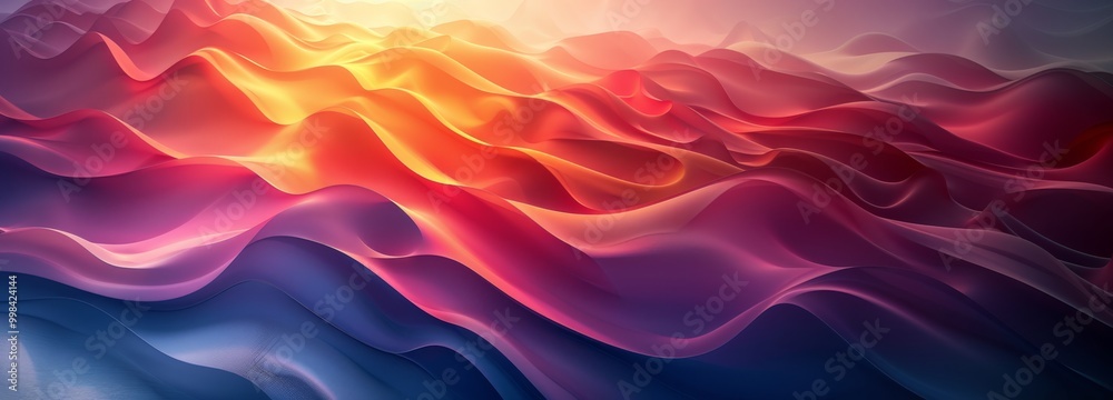 Fototapeta premium Abstract wavy pattern with vibrant gradient colors of red, orange, and blue.