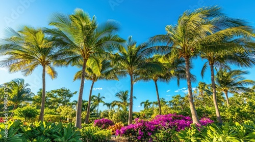 Wallpaper Mural Visualize a group of coconut trees in a tropical garden Torontodigital.ca