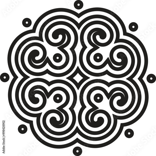 Stylish vintage floral pattern with black, and white colors contrasting background. Ornamental style all over geometric vector design, fabric, apparel textile block