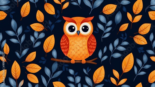 Stylized Owl with Swirling Patterns photo