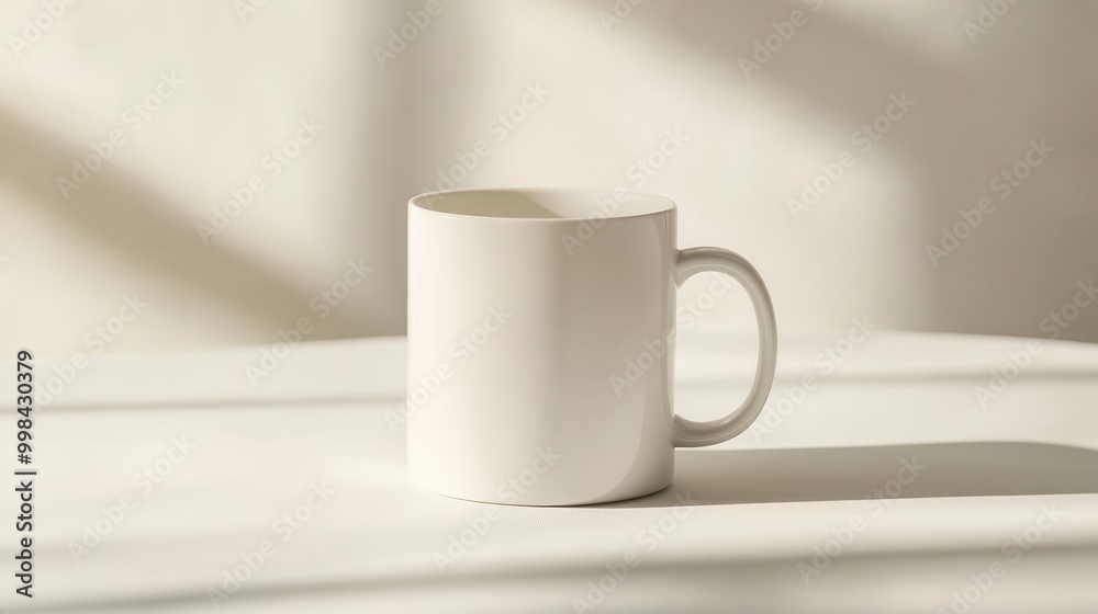 minimalist product shot of a pristine white ceramic mug soft shadows and subtle reflections emphasize the clean lines and smooth texture against a neutral background minimalist product shot of a pristine white ceramic mug soft shadows and subtle reflections emphasize the clean lines and smooth texture against a neutral background