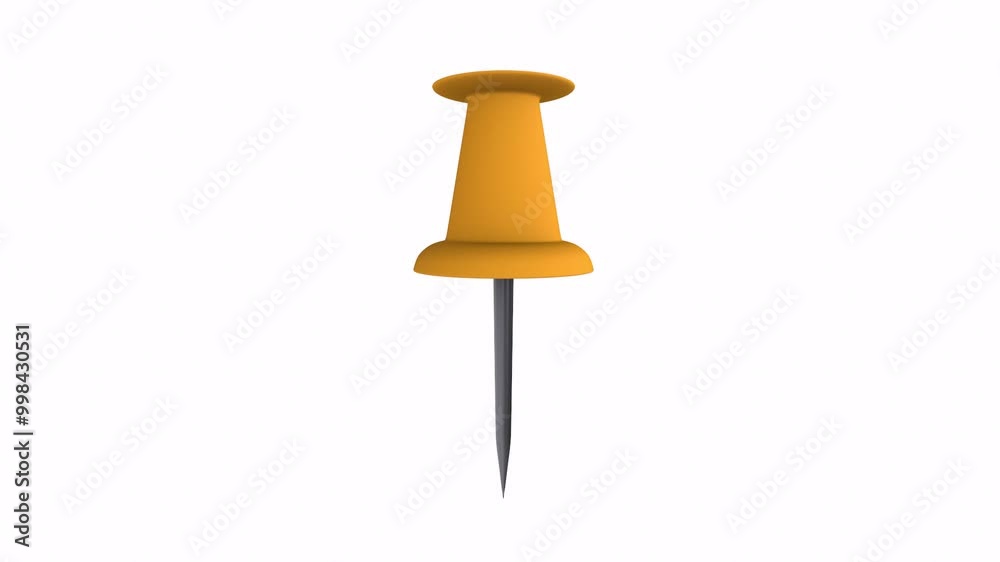 3D rendering of a yellow thumbtack on a white background