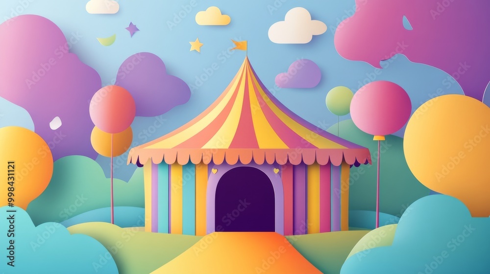 abstract paper cut background carnival festival, 2D flat design carnival tent entrance. abstract paper cut background carnival festival, 2D flat design carnival tent entrance.