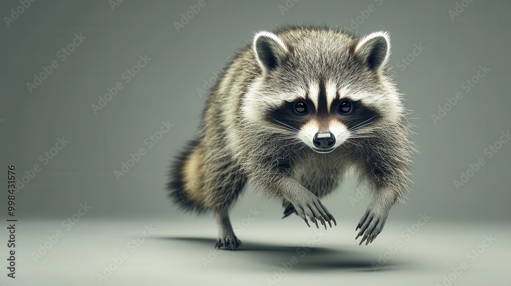 mischievous raccoon in dynamic pose detailed fur texture expressive ...