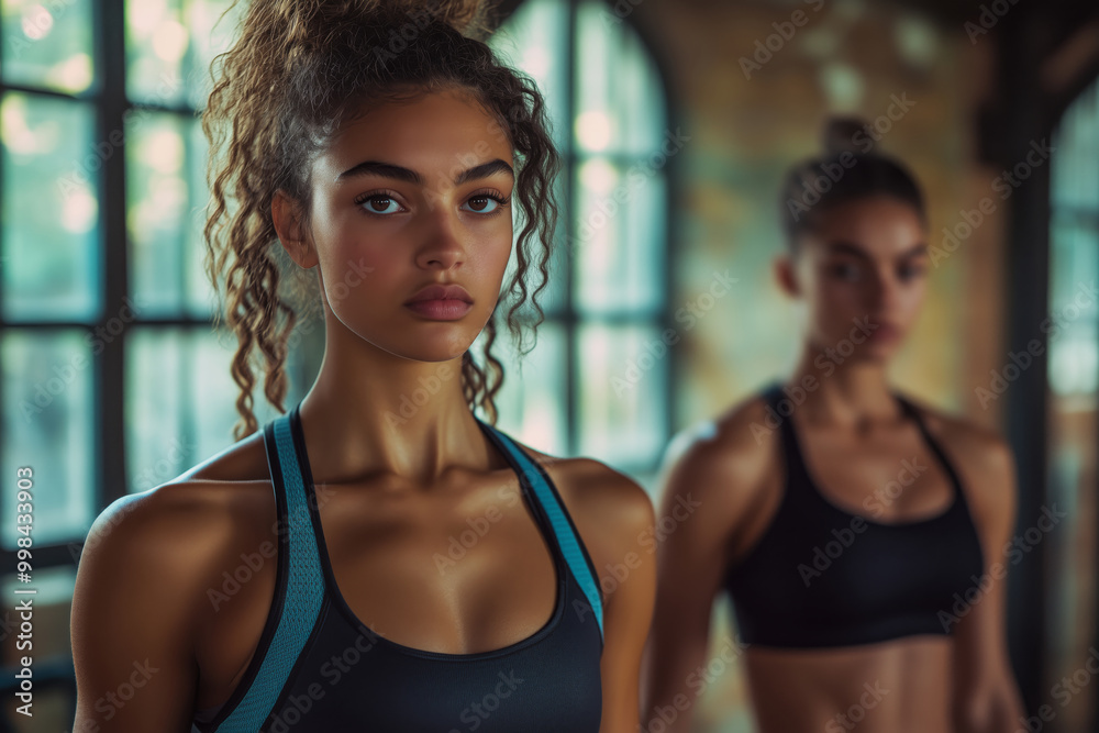 Empowered individuals workout together in a stylish gym filled with natural light Empowered individuals workout together in a stylish gym filled with natural light