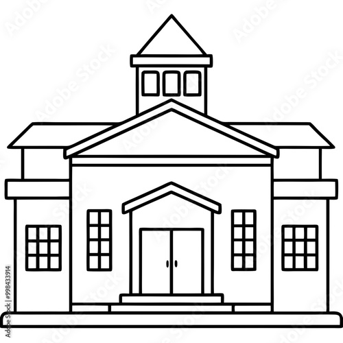 school building drawing outline
