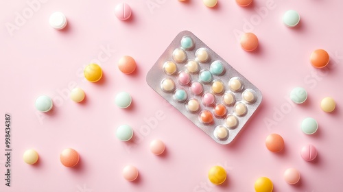 Colorful Easter Candy on Pink Background