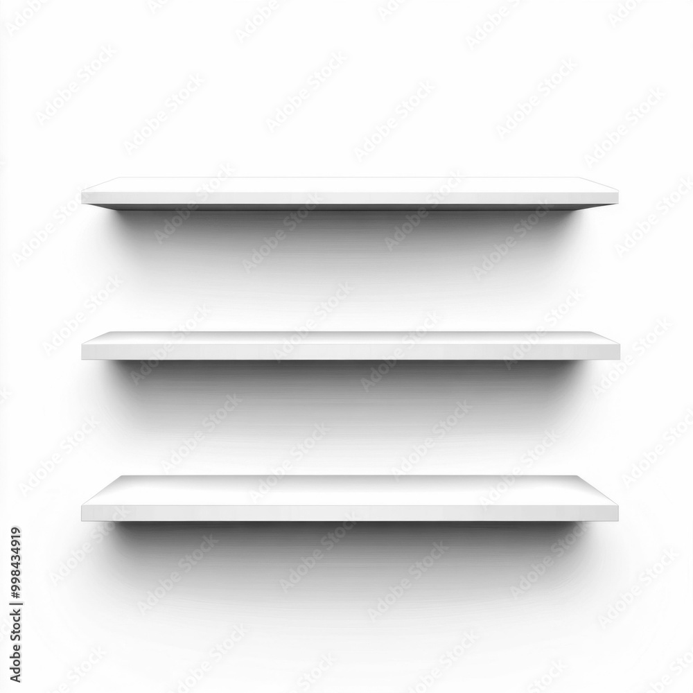 White Floating Shelves on White Background White Floating Shelves on White Background